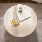 Mid-Century Round MgO Coffee Table for Living Room.