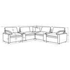 Modular Power Reclining Sectional in Dark Grey Fabric.