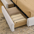 Queen Size Upholstered Bed Frame - Circle Yarn Fabric.