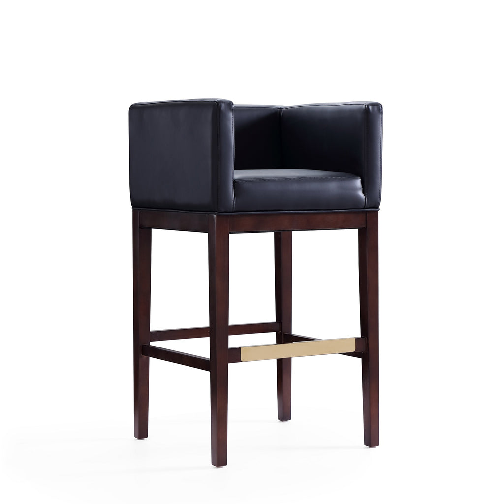 Kingsley Wood Upholstered Barstool in Black
