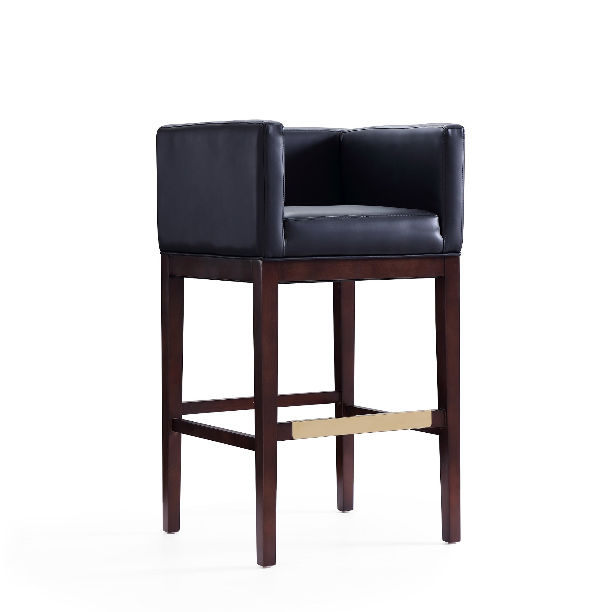 Kingsley Wood Upholstered Barstool in Black