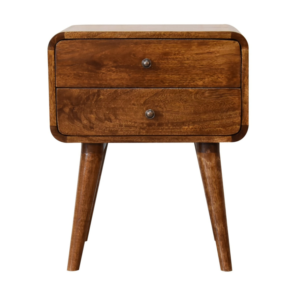 Curved Chestnut Bedside