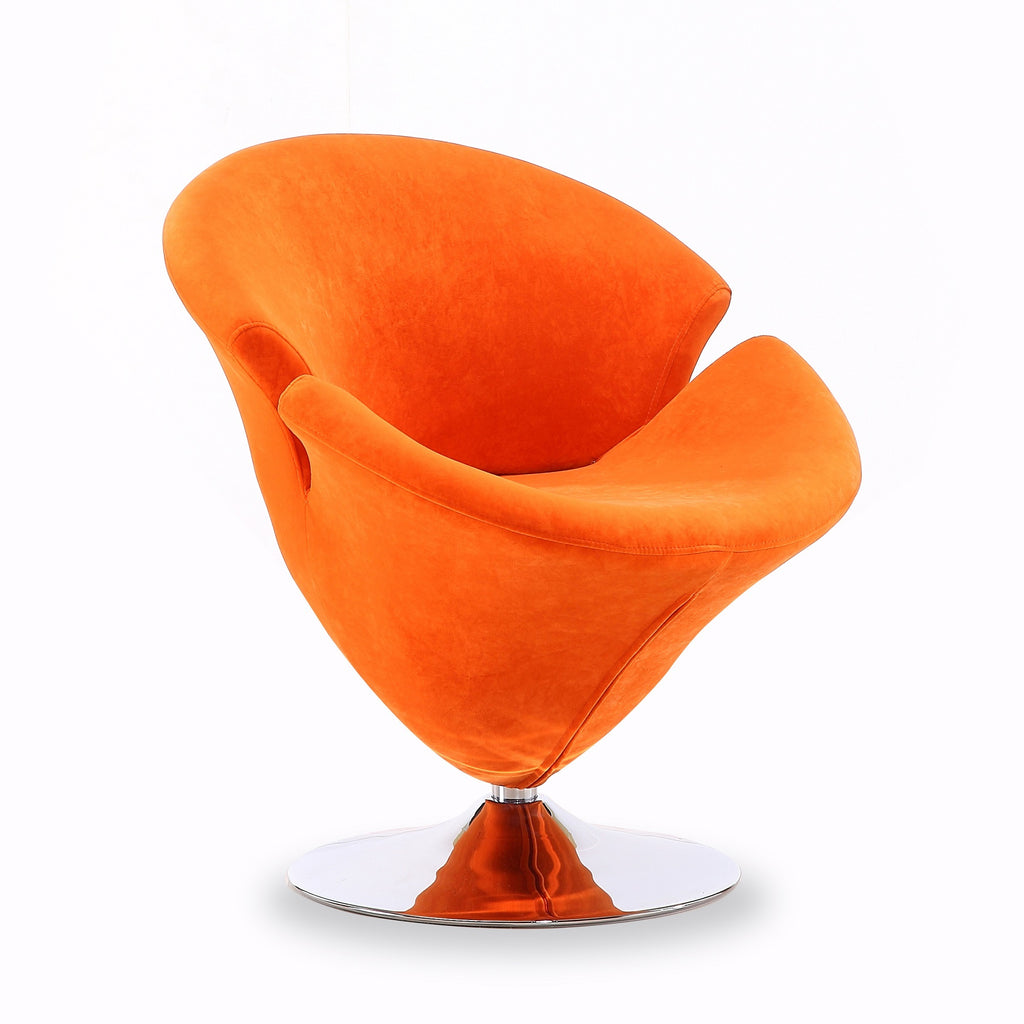 Tulip Velvet Swivel Lounge Chair in Orange