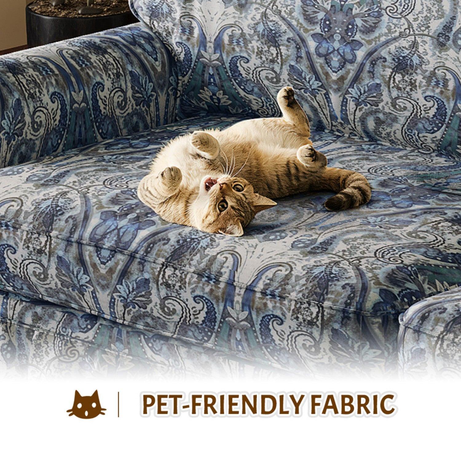 Luxuriously Comfortable Cloud Couch Blue Floral Sofa.