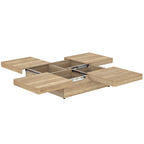 Sliding Top Coffee Table with Storage in Natural Wood Grain.