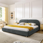 King Size Upholstered Bed Frame with Curved Headboard.