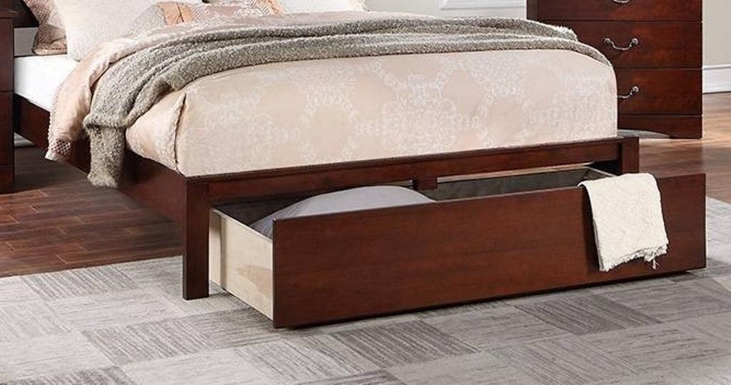 California King Bed with Two Panel Headboard and Drawer.