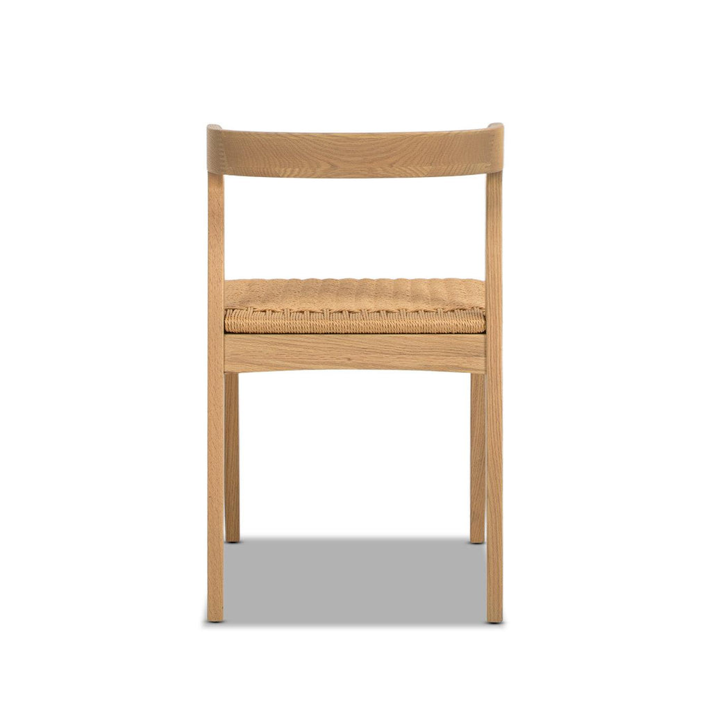 Capri Woven Seat Oak Wood Dining Chair Natural Brown Red Oak.