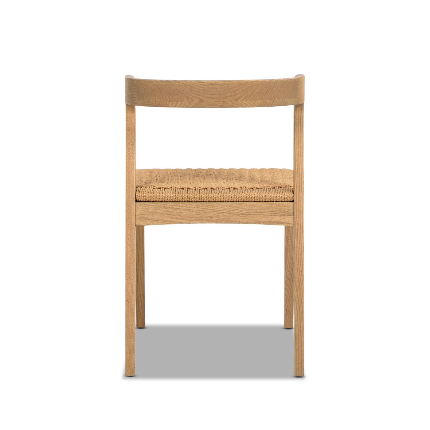 Capri Woven Seat Oak Wood Dining Chair Natural Brown Red Oak.