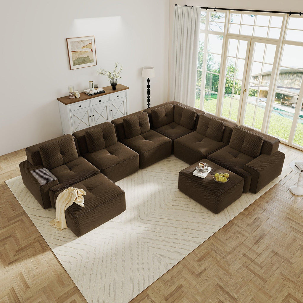 Modular Sectional Sofa for Living Room - 6-Seater V Shaped Couch.