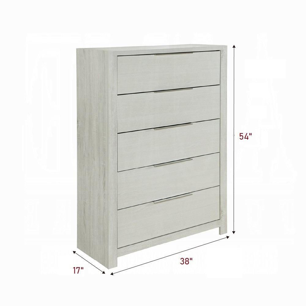 Modern Beige Storage Chest with 5 Drawers for Bedroom.