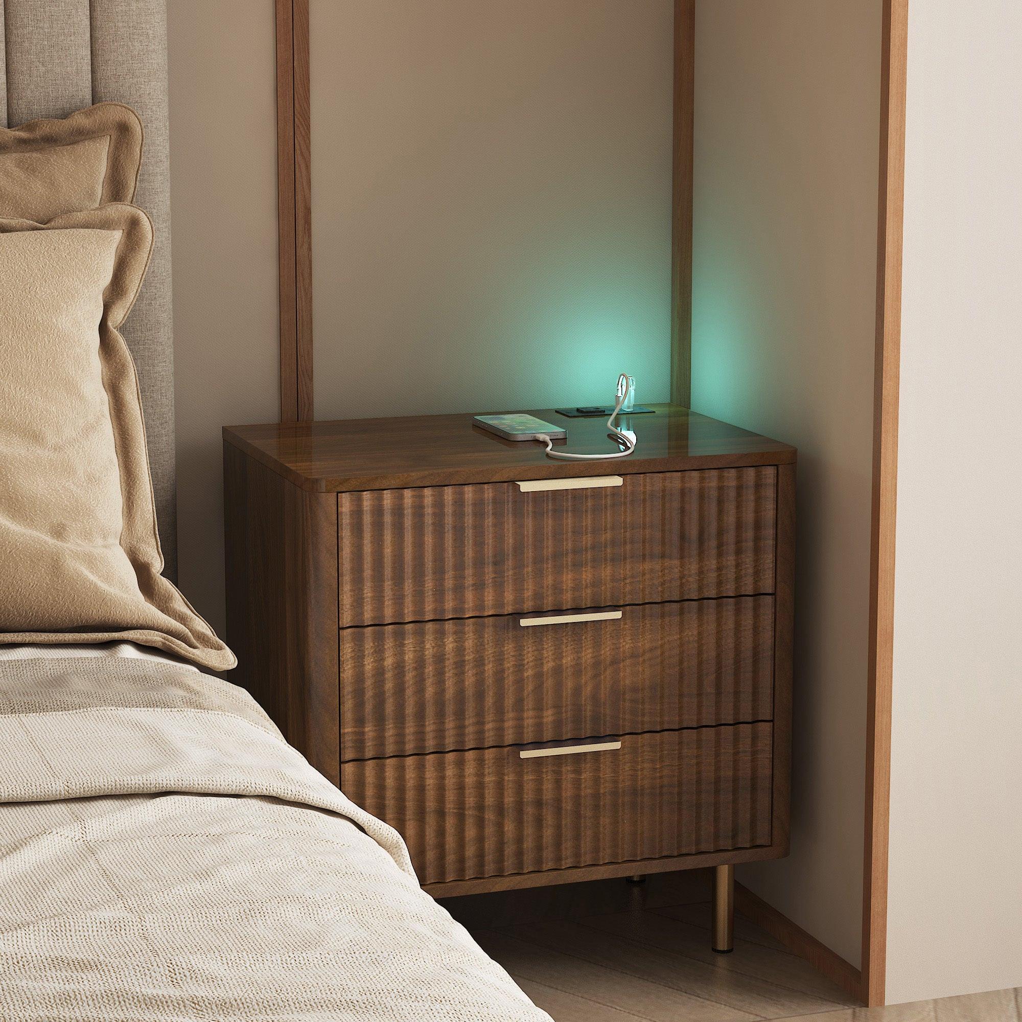 Smart Nightstand with Charging Station for Bedroom.