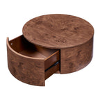 Burl Wood Coffee Table with Drawers - 360° Rotating Top.