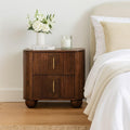 Solid Wood Marlowe Fluted Nightstand,Brown,2-Drawers