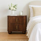Solid Wood Marlowe Fluted Nightstand,Brown,2-Drawers
