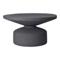 Yoli 30-Inch Round Ridged Metal Coffee Table in Matte Black