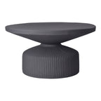 Yoli 30-Inch Round Ridged Metal Coffee Table in Matte Black