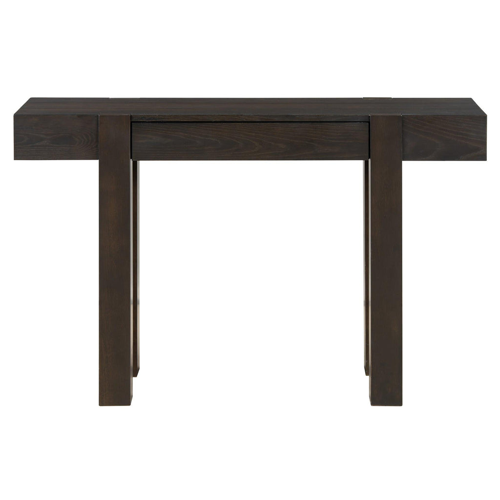 Rustic Console Table with Power Outlet and Hidden Drawer.