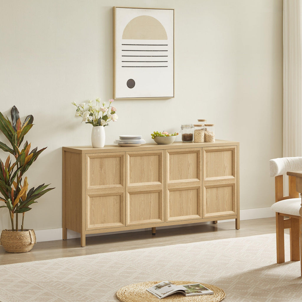 67'' Oak Sideboard Storage Cabinet with Tip-On Opening.