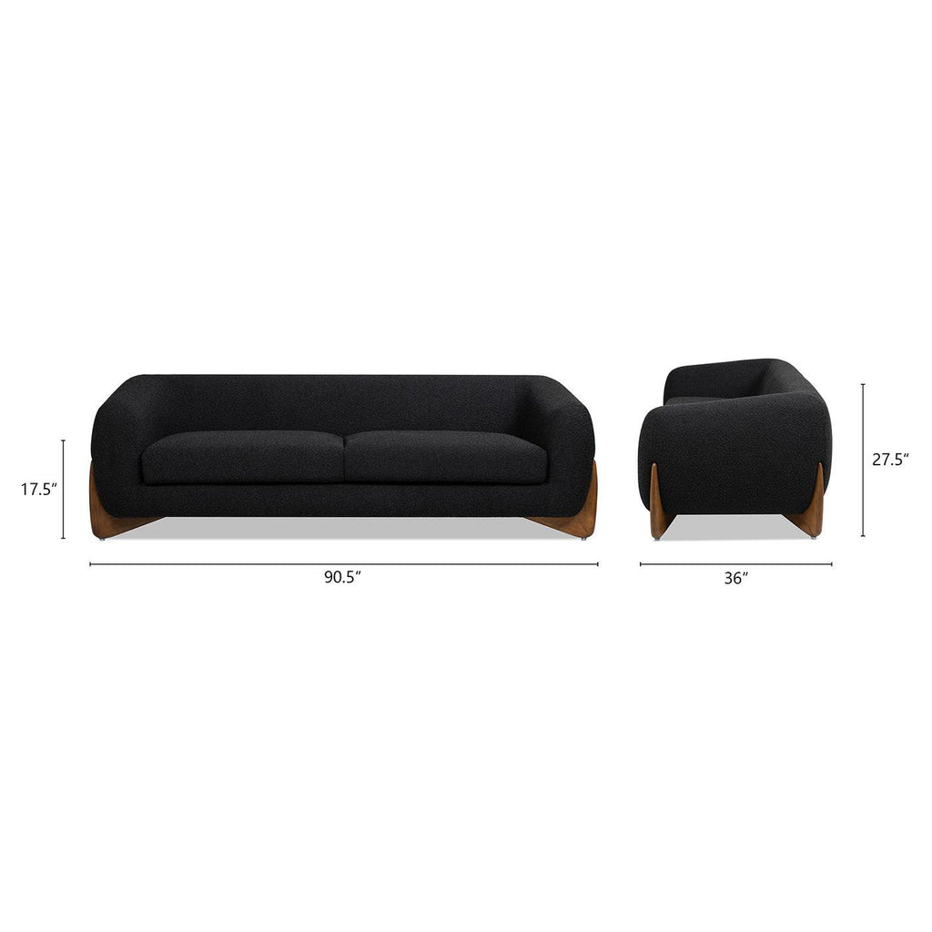Alpine Sherpa Sofa in Black Boucle - 90.5 Inch.