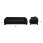 Alpine Sherpa Sofa in Black Boucle - 90.5 Inch.