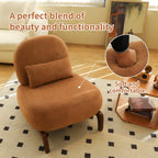 Accent chair with soft cushion and solid wood legs, designed for comfort and aesthetic appeal in any room.