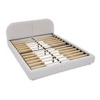 Queen Size Upholstered Bed Frame - Circle Yarn Fabric.