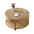 Coffee Table with Dual Storage for Living Room, 31.5' Modern Round Coffee Table with Storage and Hidden Compartment, Adjustable Leveling Feet, Easy Assembly(Natrual Wood).