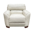 Edrice Ice Gray Top Grain Leather Accent Chair with Wooden Legs