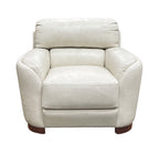 Edrice Ice Gray Top Grain Leather Accent Chair with Wooden Legs
