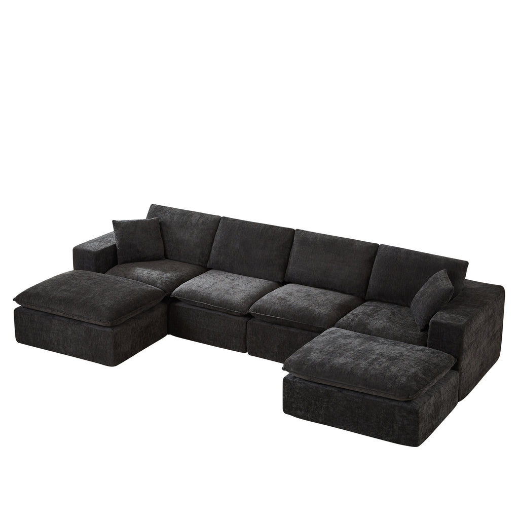Chenille Cloud Sofa - Modern Comfort in dark gray chenille, modular and combinable for versatile home or office seating arrangements.