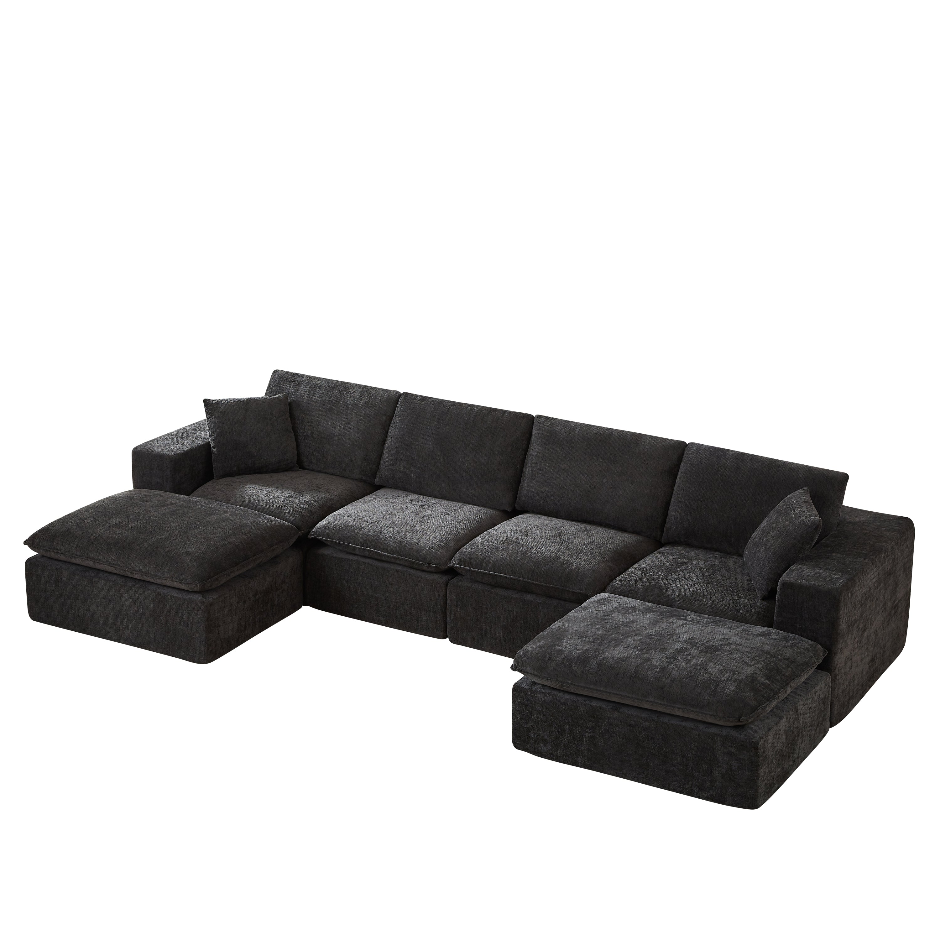Chenille Cloud Sofa - Modern Comfort in dark gray chenille, modular and combinable for versatile home or office seating arrangements.