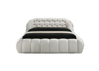 White Chenille King Size Bed with Contemporary Style.