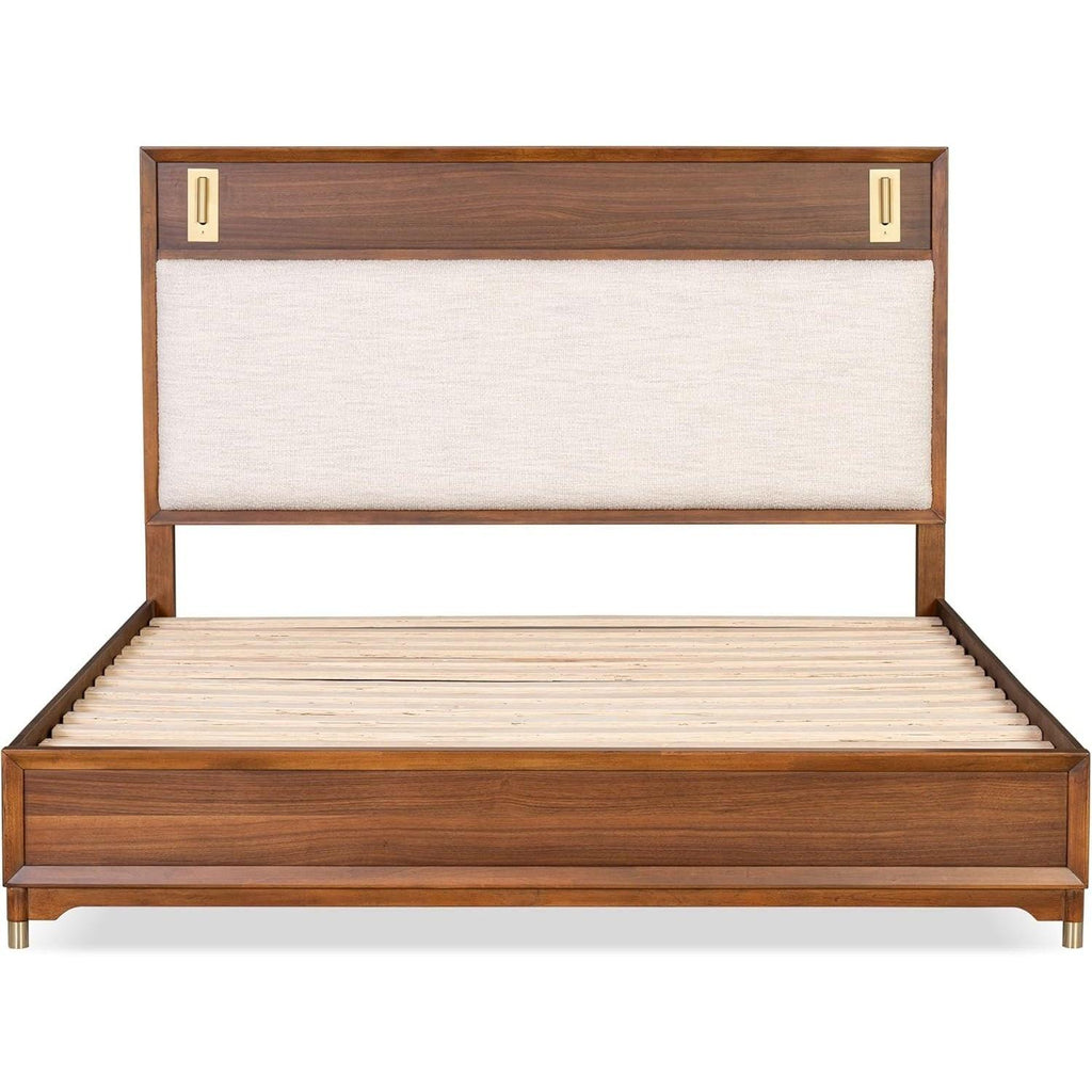 Mid-Century Modern Queen Bed with Reading Light.