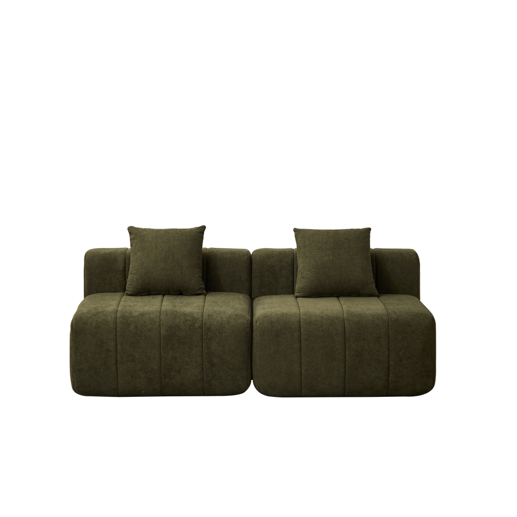 Modular Chenille Sectional Sofa with 2 Pillows.