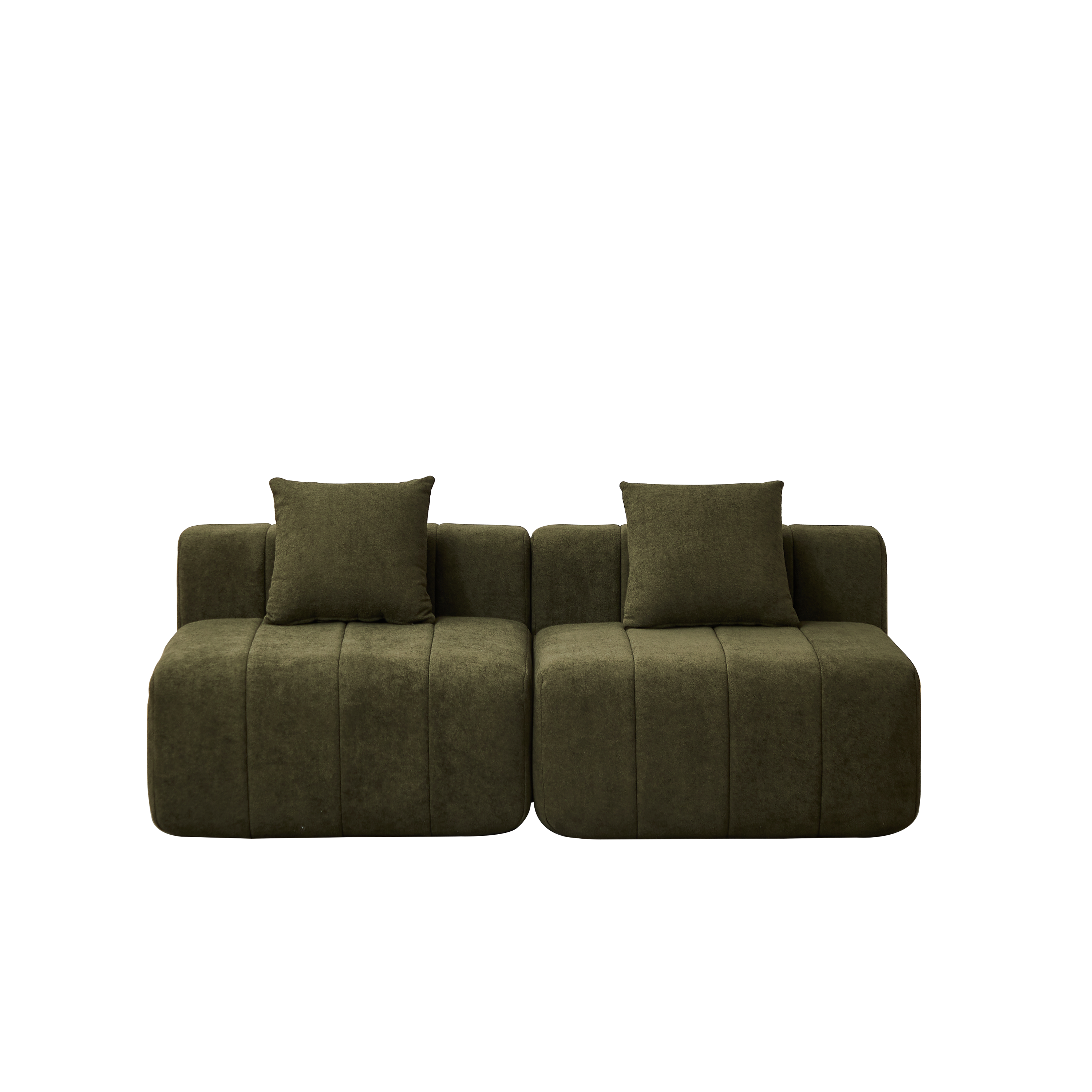 Modular Chenille Sectional Sofa with 2 Pillows.