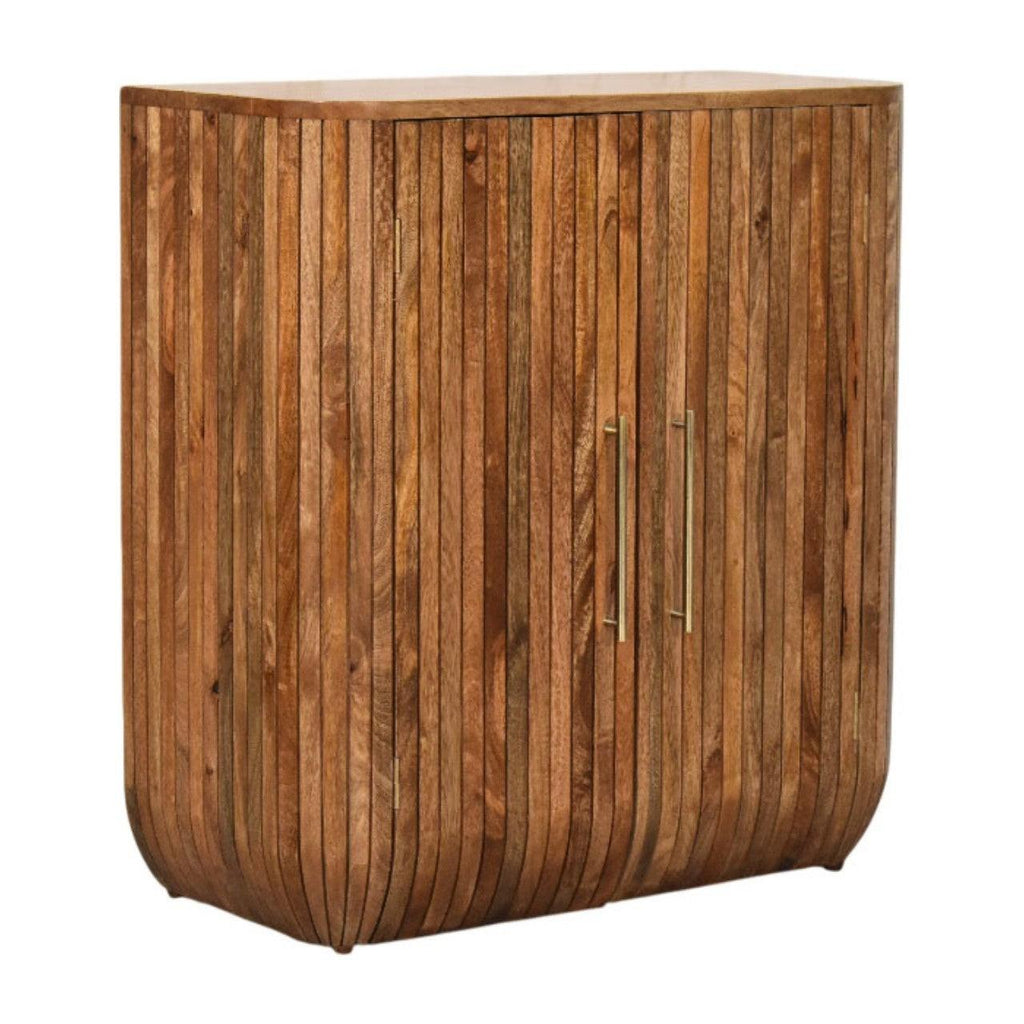 Solid Wood Fluted Curve Cabinet for Modern Interiors.