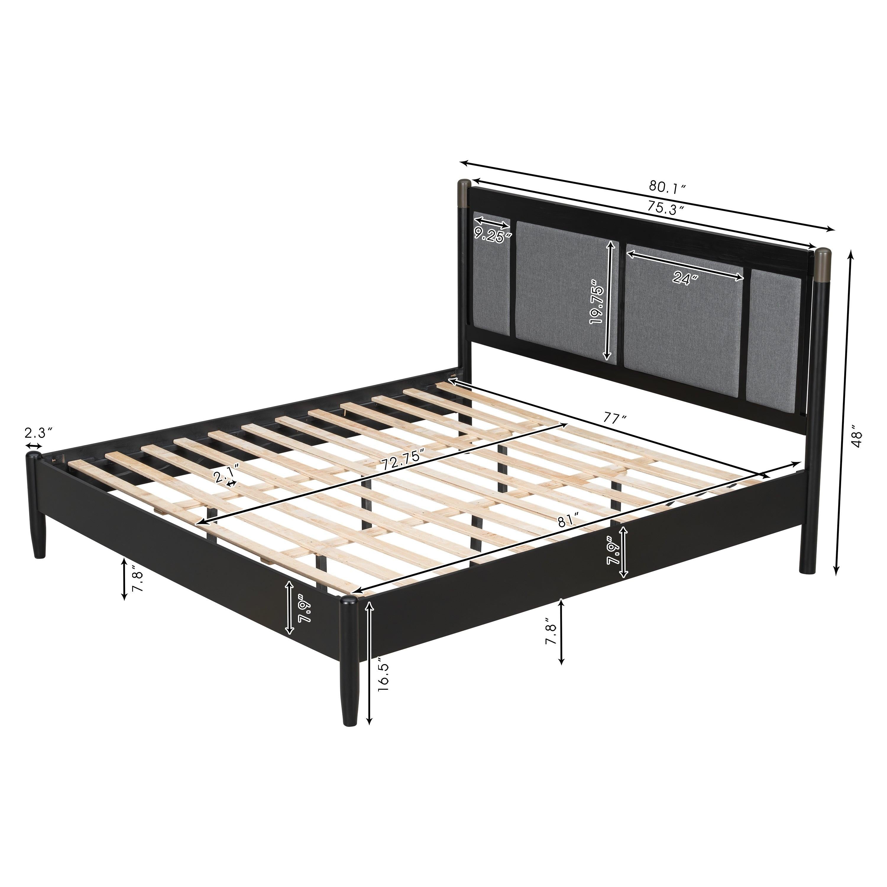Solid Wood King Bed with Heavy Duty Support.