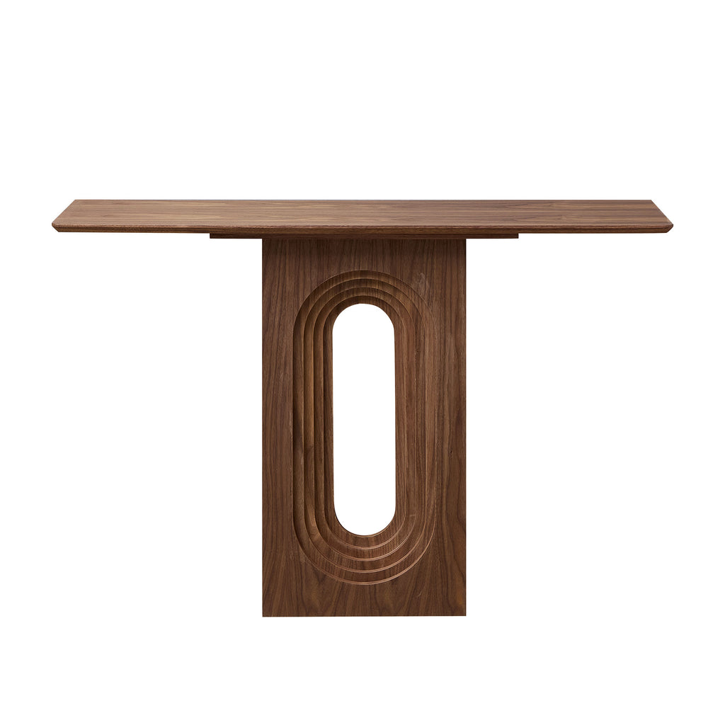 Walnut Modern Console Table with Loopback Design