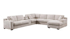 Chiara 141.5'W Beige Chenille Sectional Sofa with Chaise.