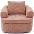 Modern Pink Swivel Barrel Chair with 360° Rotation and Dual-Layer Cushion for Living Room, Bedroom, Office, 36.6' Round Accent Chair in Chenille