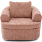 Modern Pink Swivel Barrel Chair with 360° Rotation and Dual-Layer Cushion for Living Room, Bedroom, Office, 36.6' Round Accent Chair in Chenille