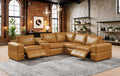 Ginger Leather Match 5-Seater Sectional Sofa with Reclining Seats