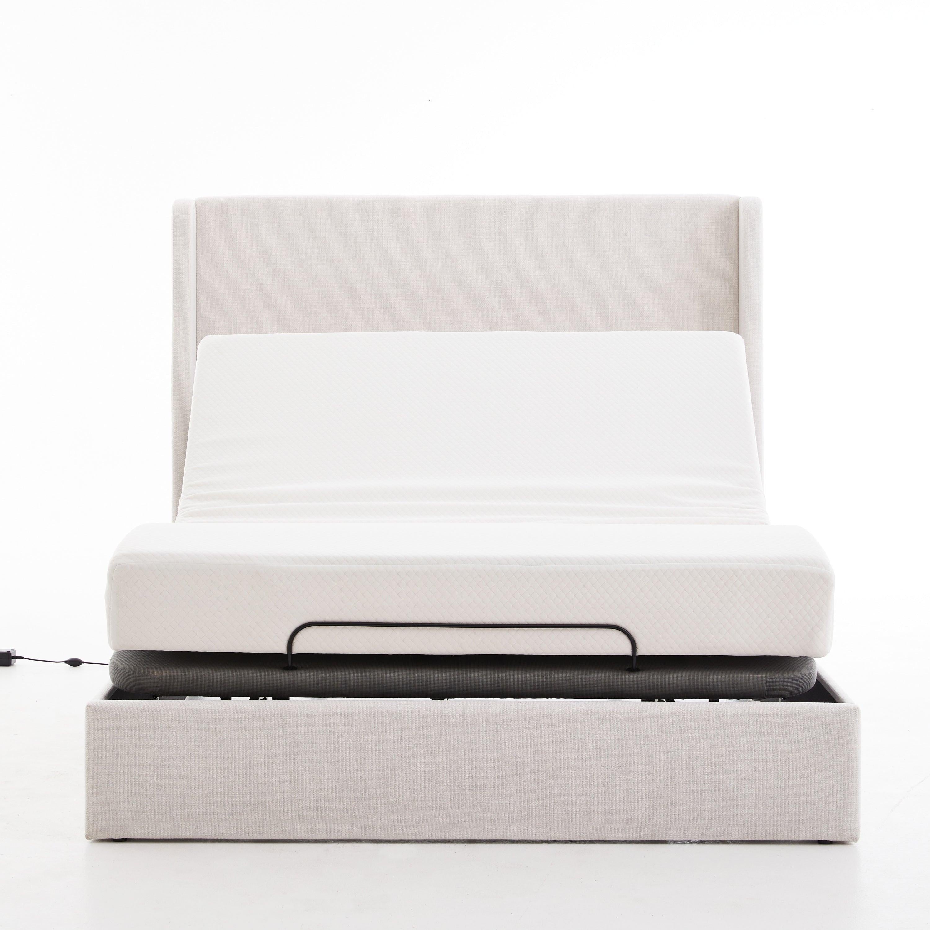 Caron Adjustable Wingback Bed Bundle Set - Queen Size.