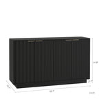 Black Modern Buffet Cabinet with Storage & Adjustable Shelves.