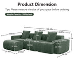 Modular Velvet Sectional Sofa with Ottoman - No Assembly.