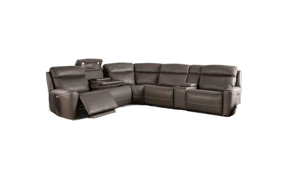 Power Reclining Sectional Dark Gray Sofa for Living Room.