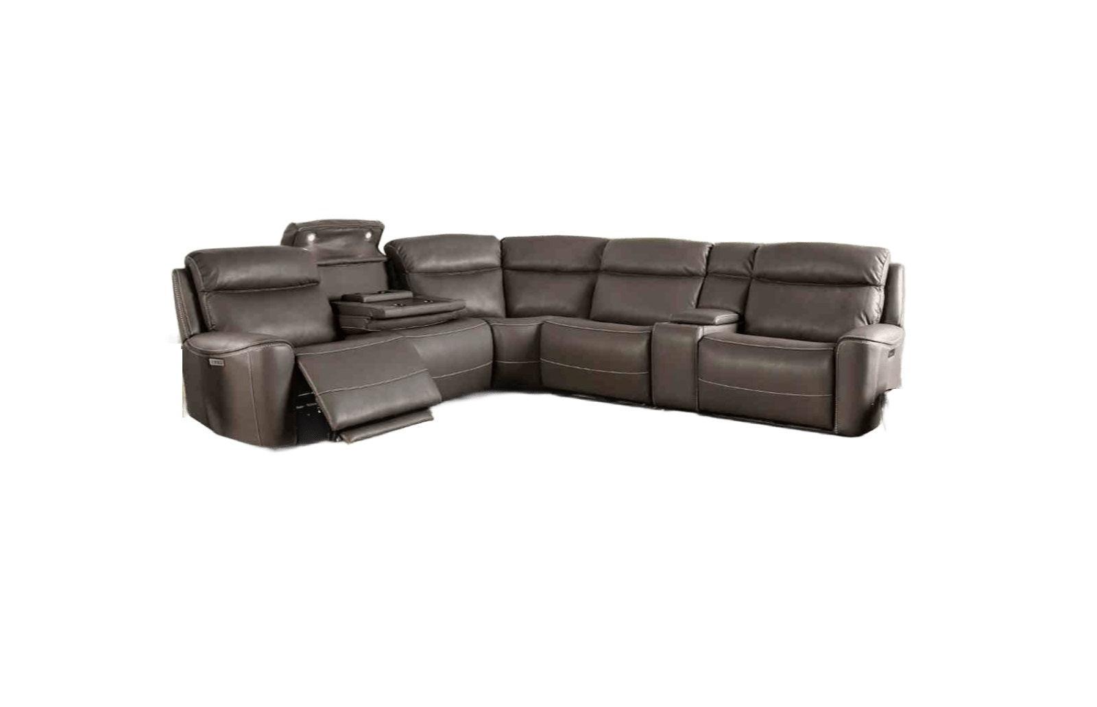 Power Reclining Sectional Dark Gray Sofa for Living Room.