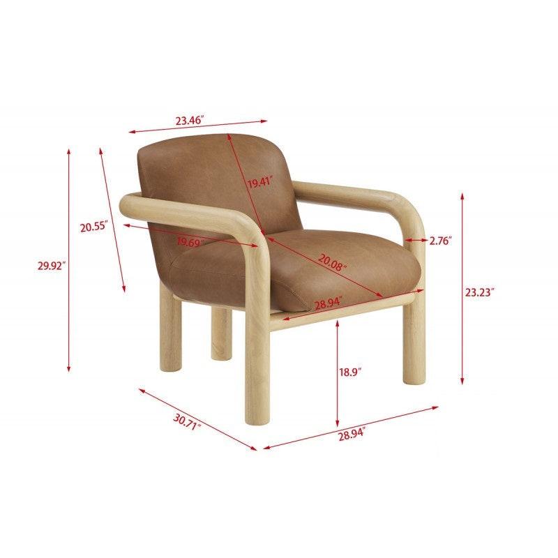 Accent Chair with Wood Frame - Modern Faux Leather Armchair.