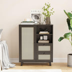 Rattan Buffet Cabinet with Drawers for Living Room & Kitchen.